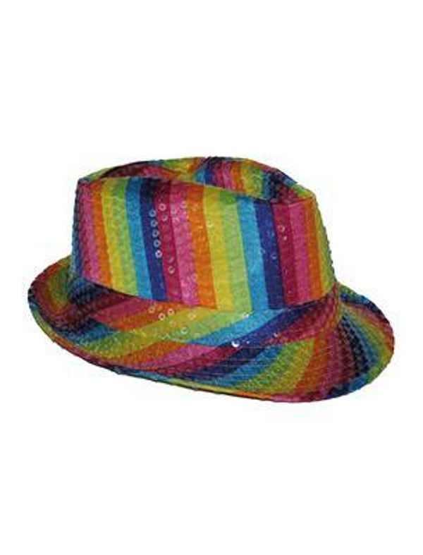 Chapeau paillettes arc-en-ciel