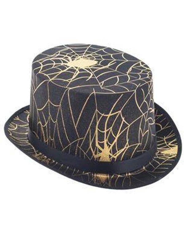 Chapeau haut de forme motif toile d'araignée