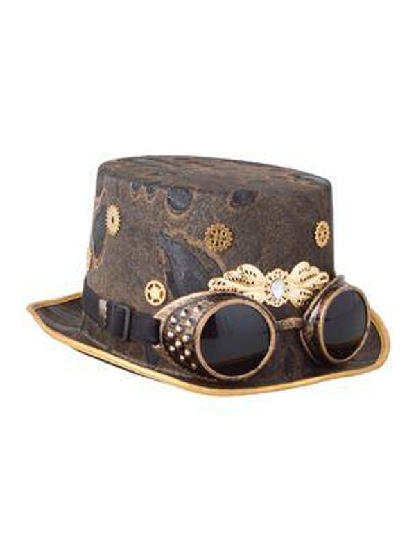 Chapeau haut de forme steampunk avec lunettes