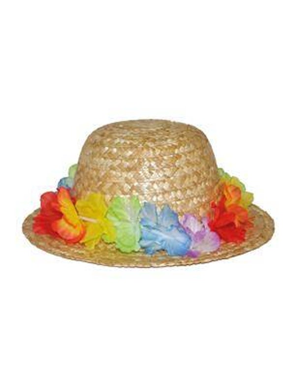 Chapeau en paille tahiti avec fleurs