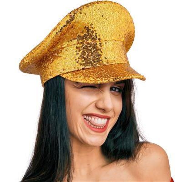 Casquette XL paillettes or