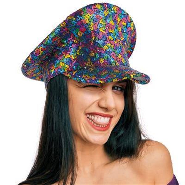 Casquette XL paillettes multicolore