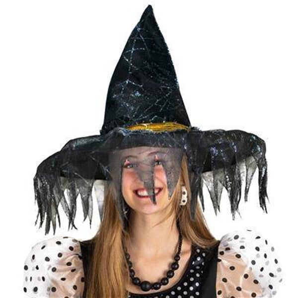 Chapeau sorcière frange noir