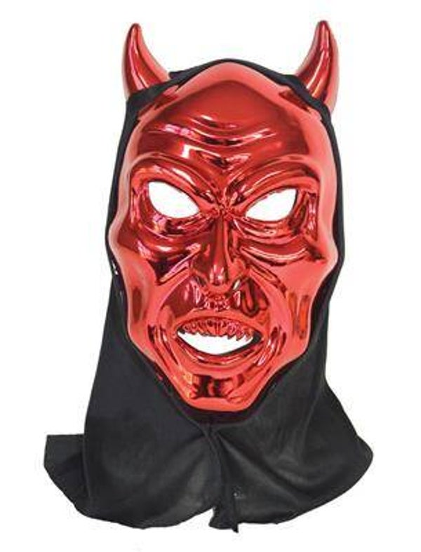 Masque diable rouge métallique