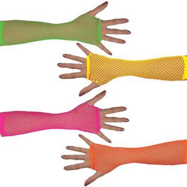 Mitaines longues filet fluo 4 couleurs