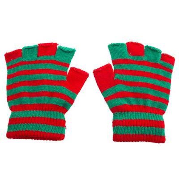 Mitaines rayées rouge-vert