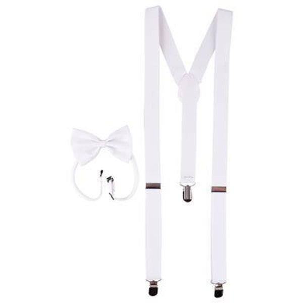 Bretelles avec noeud papillon blanc