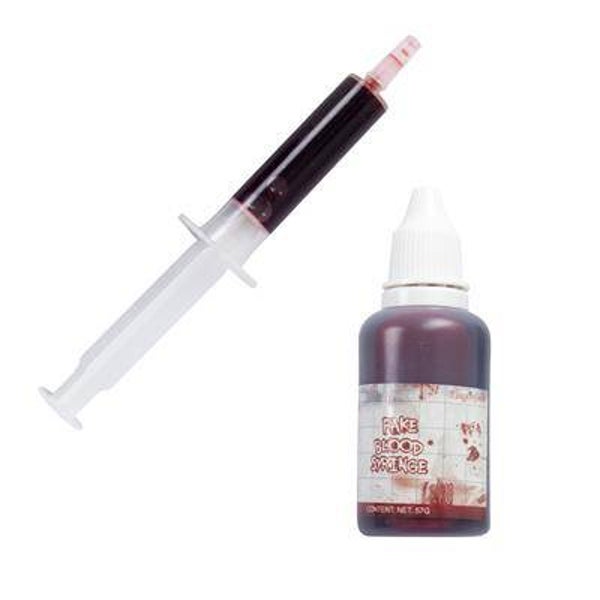 Seringue avec bouteille de faux sang