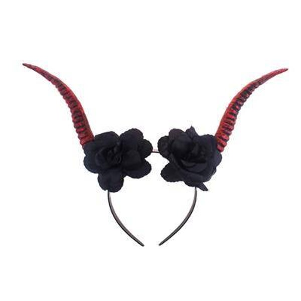 Serre-tête cornes diable et fleurs