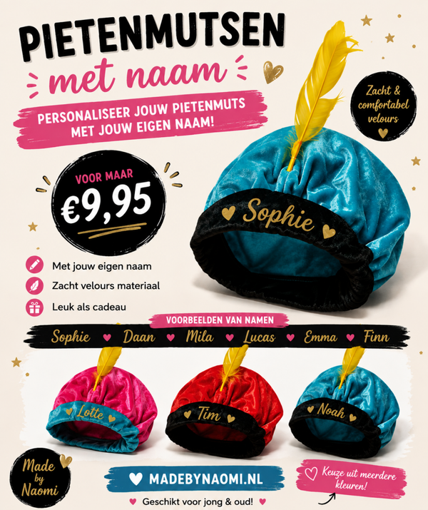🎩 Gepersonaliseerde Pietenmuts met naam