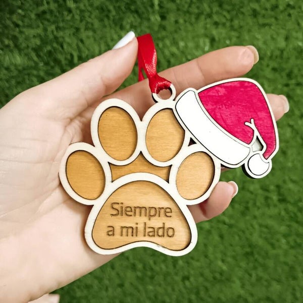 🐾 Colgante navideño huella de mascota de madera – regalo sentimental para amantes de los animales