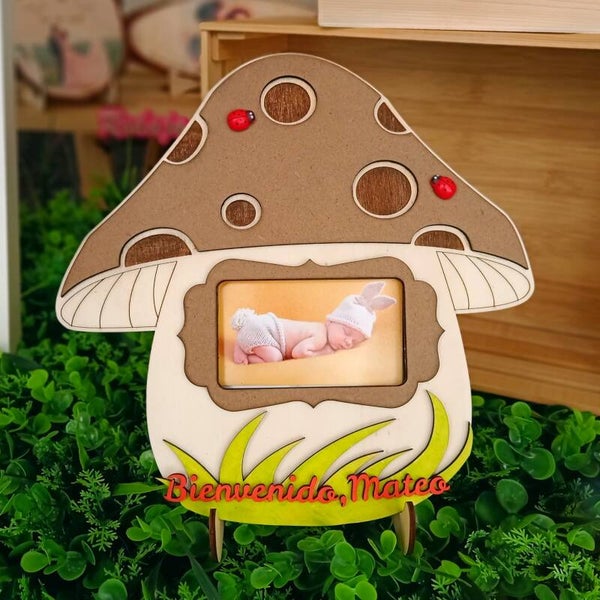 Marco de Fotos Infantil en Forma de Hongo | Regalo para Bebé Personalizado