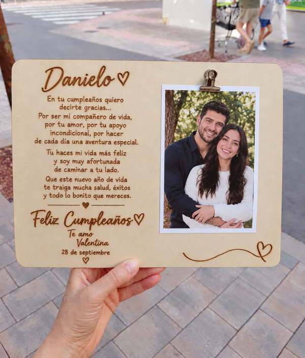 Regalo de aniversario personalizado con foto y mensaje