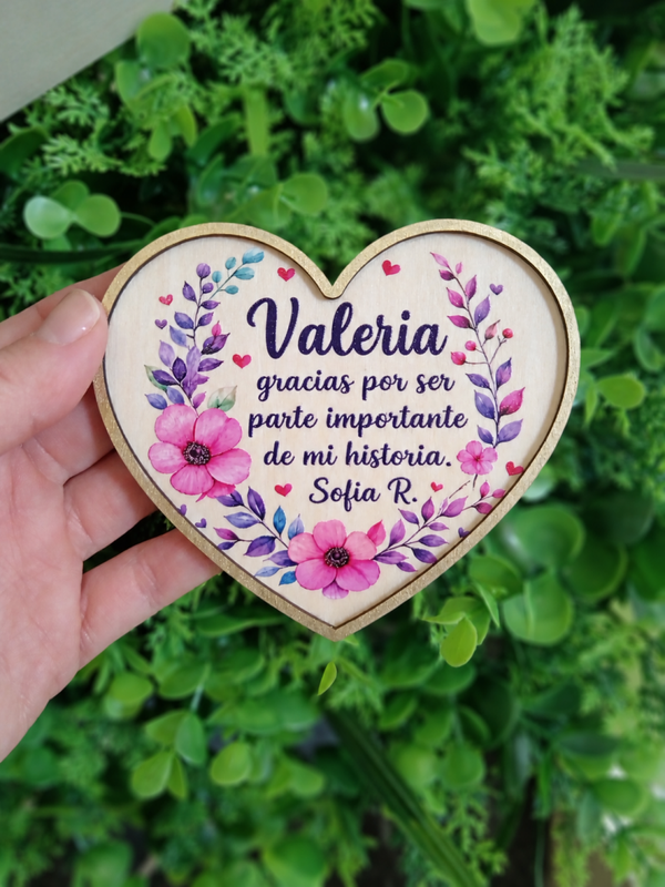 ❤️ Imán de madera personalizado con forma de corazón