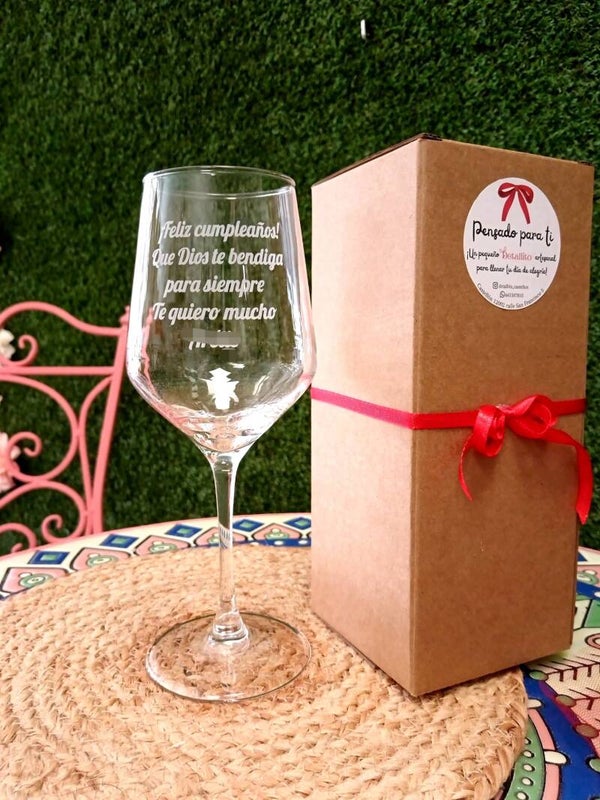 Copa de vino personalizada grabada con texto | Regalo original | Detallito