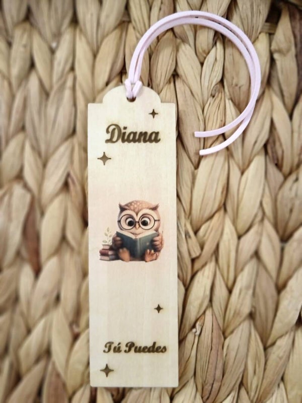 Marcapáginas personalizado de madera con nombre 🔖