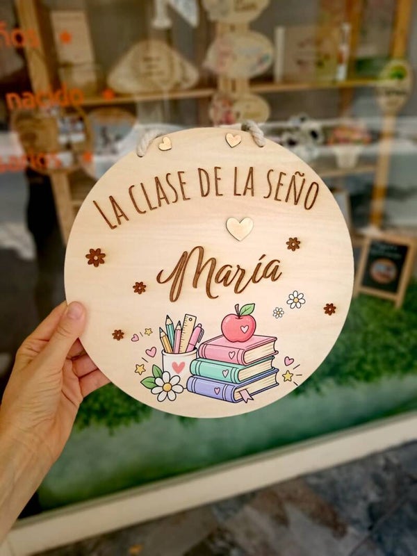 Placa de madera personalizada para profesores
