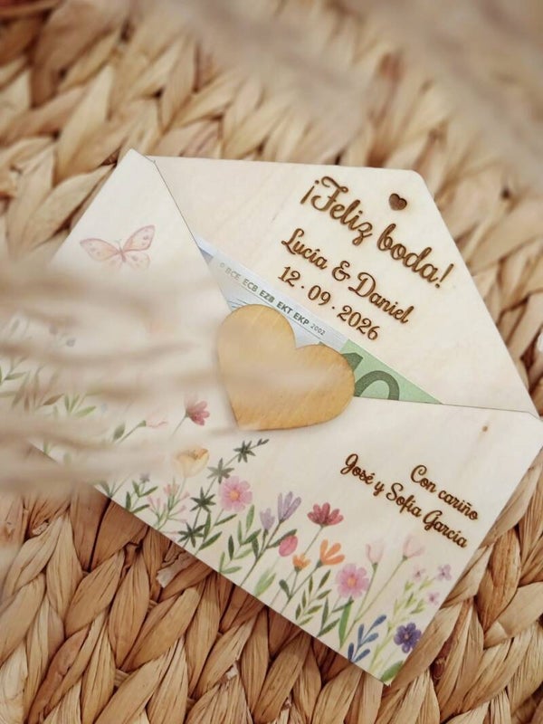 Sobre de madera personalizado para bodas 💍