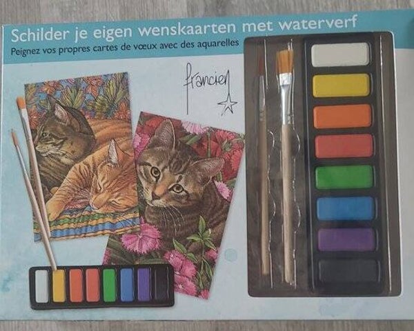Franciens Katten Wenskaarten Schilderen met Waterverf | 10 Kaarten