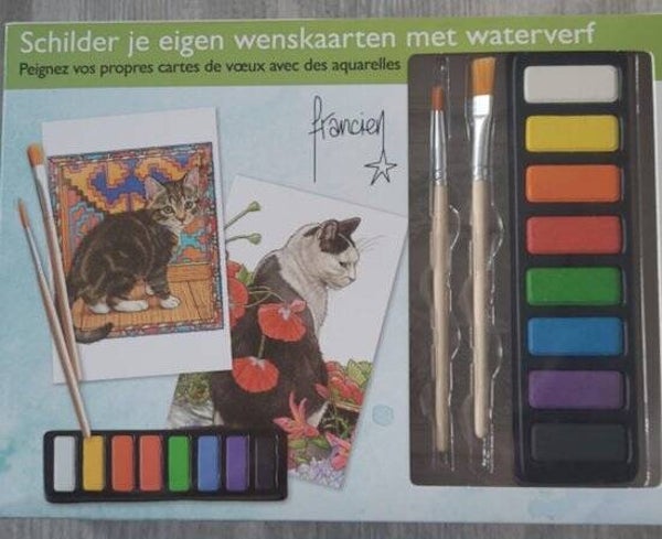 Franciens Katten Wenskaarten Schilderen met Waterverf Groen | 10 Kaarten