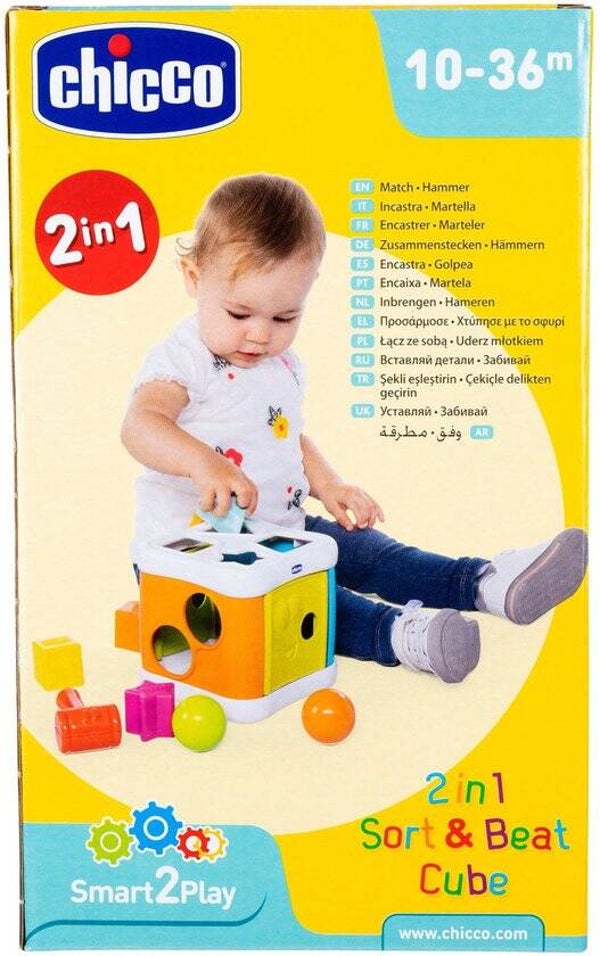 Chicco 2-in-1 Vormenstoof Sort&Beat Cube | Educatief Speelgoed | 10-36M