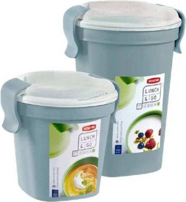 Curver Lunch Go Set Blauw | 2 Delig | Reisbeker & Drinkfles | 1L + 0,5L