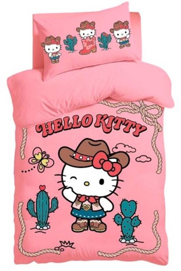 Hello Kitty Western Dekbedovertrek | 1 Persoons | Kinderdekbedovertrek