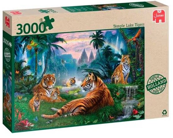Jumbo Premium Collection Temple Lake Tigers | Puzzel | 3000 Stukjes