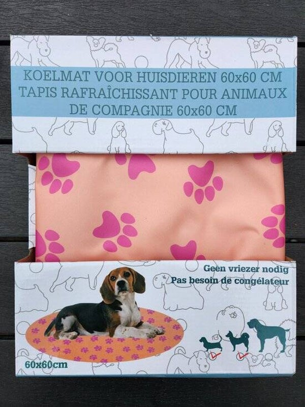 Koelmat voor Huisdieren 60x60 cm | Zelfkoelende Hondenmat met Pootprint