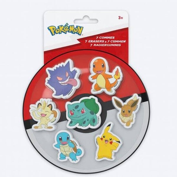Pokémon Gummenset | 7-delig | Pokémon Schoolbenodigdheden | Gum