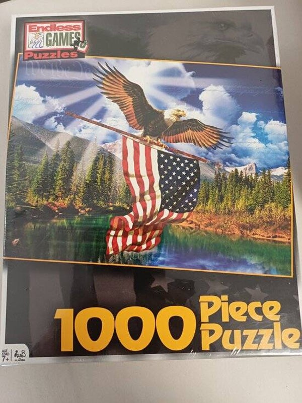 Puzzel 1000 Stukjes American Eagle met Vlag | Legpuzzel | Vrijheidsthema