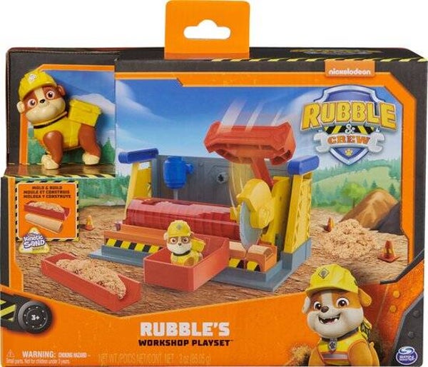 Rubble's Werkplaats Speelset | Rubble Figuur & Kinetic Zand | PAW Patrol