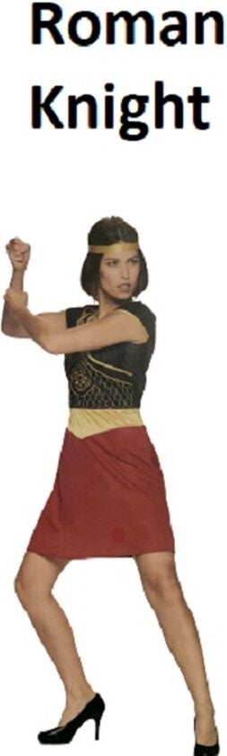 Stijlvolle Romeinse Ridder: Een-delige Jurk en Hoofdband in Maat S