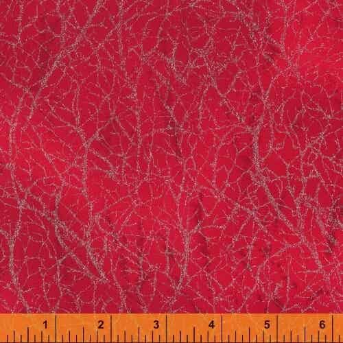 Q1119 -stof rood/zilver diamond dust  - Windham