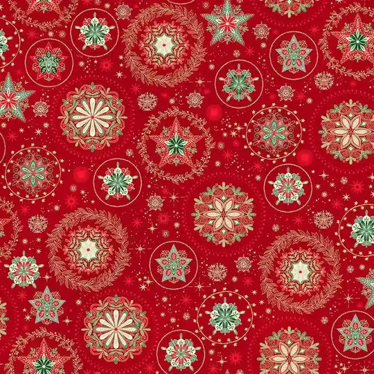 C14 - stof Snow crystal red -Good Tidings by Makower
