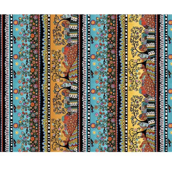 Q230 - stof  -Folkscape Fantasy stripe multi