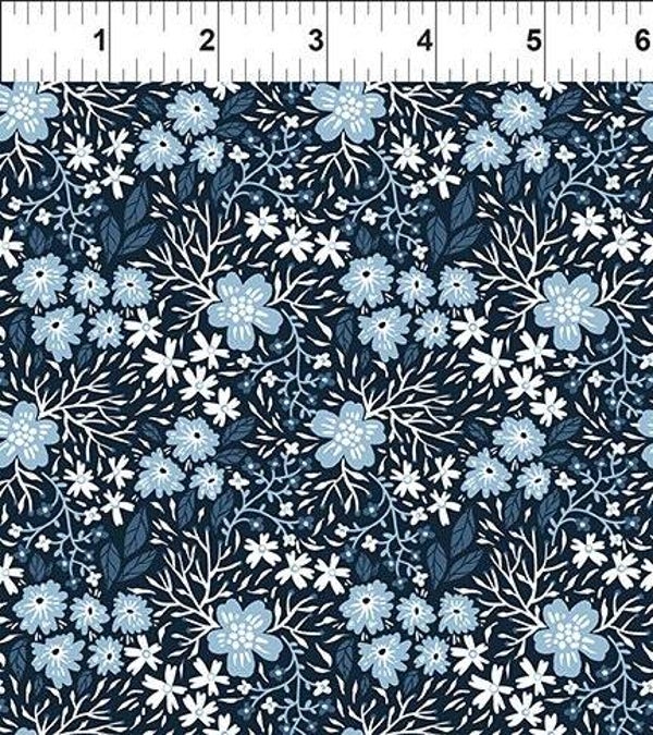 Q960 - stof Whimsy dark blue flower - Jason Yenter