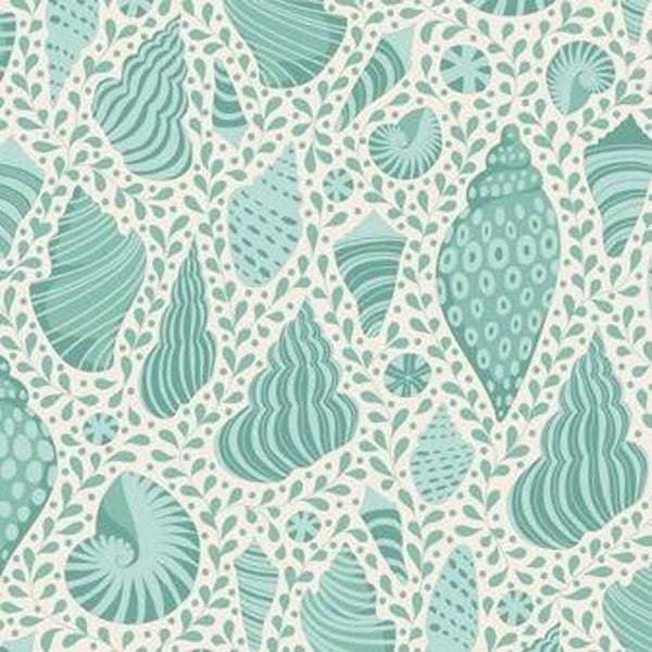 T26 - stof green sea shells - Cotton Beach by Tilda