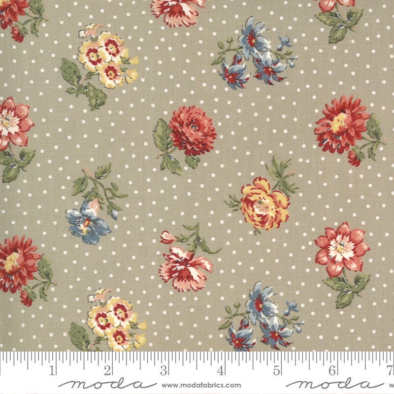 Q1196 - stof  orleans floral pearl- Jardin de Fleurs - French General by Moda