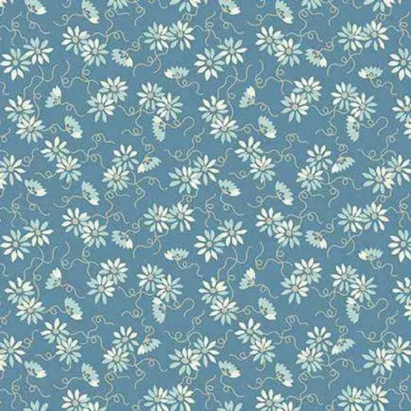 Q399 - stof blue little flower -  Sewing Bird by Edyta Sitar
