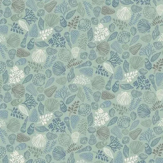 Q422 stof shells light lue - Driftwood by Makower