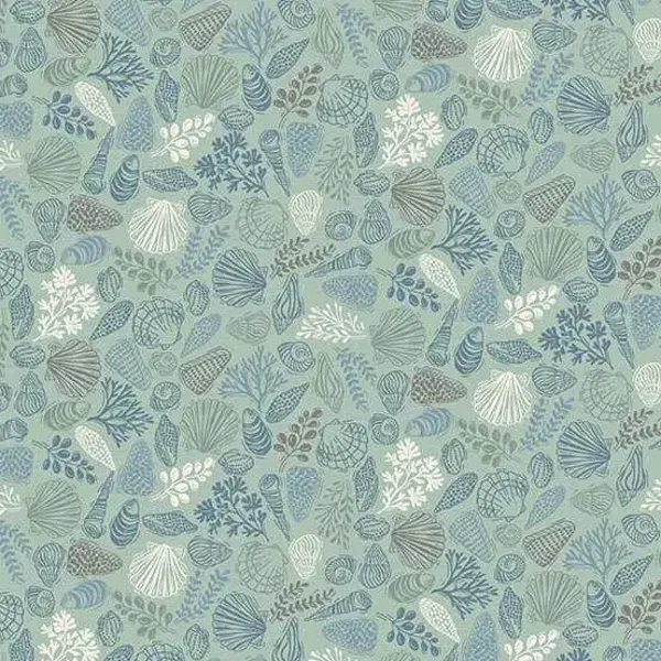 Q422 stof shells light lue - Driftwood by Makower