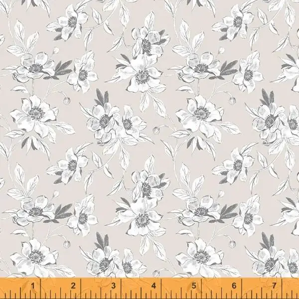 Q179 - stof grijs bloem Sketchbook - Windham