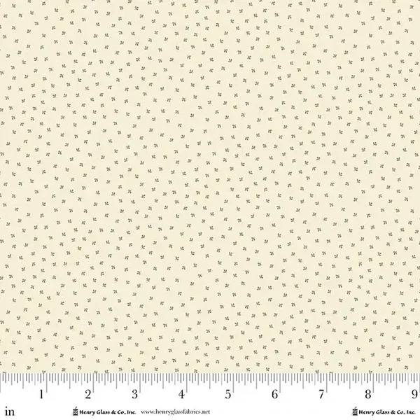 Q974 - stof  ecru met mini taupe blaadje -  Kim Diehl