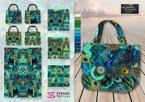 Panel tas blauw groen pauw turquoise 23017