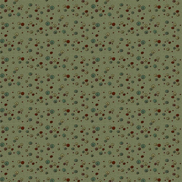 Q537 - stof groen met multi cirkels  - QuiltMyDesign