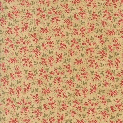 coupon Q379 - stof  bloem op beige "Courtyard" - 3 Sisters by Moda