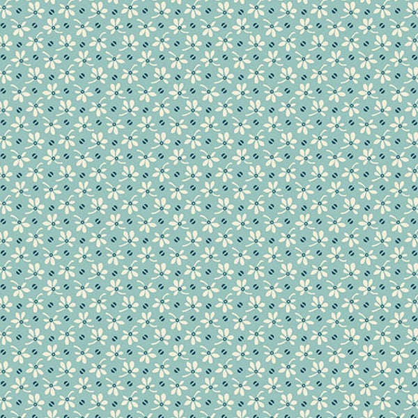 Q787 - stof flowers & beans teal - by Makower