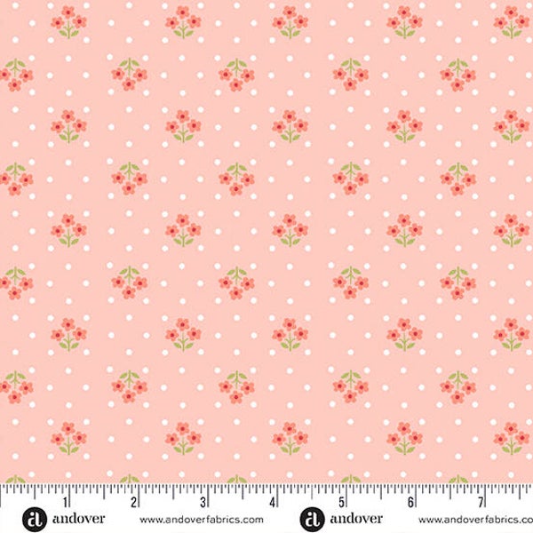 Q91 - stof tri flower pink - Plain and Simple by Makower