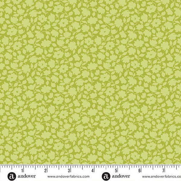 Q690 - stof mono floral green - Plain and Simple by Makower